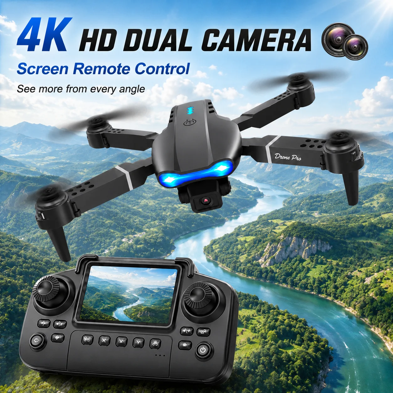 ZNLYRION 4K RC Drone with Screen Remote Control & Dual Camera - Image 4