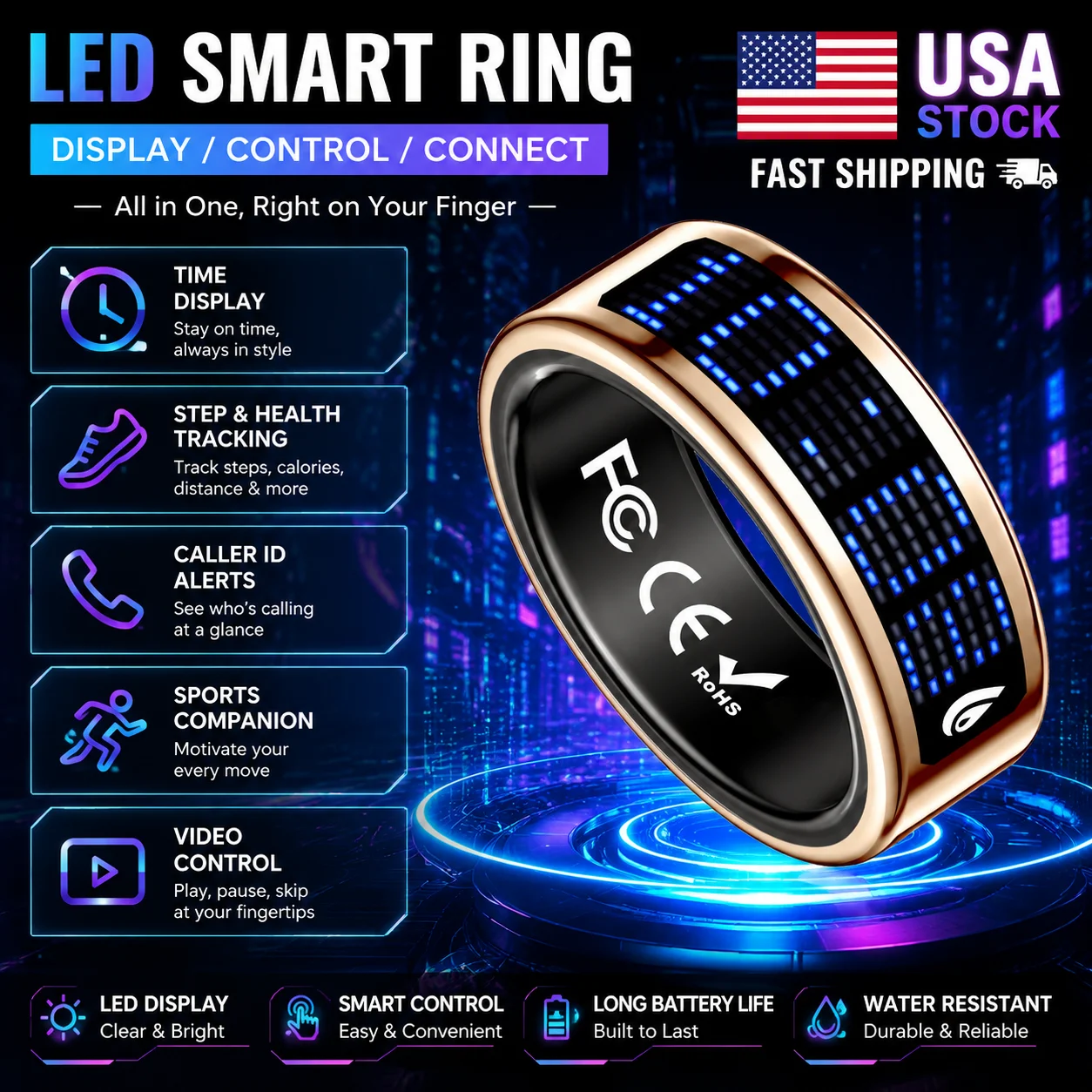 Cyber Style LED Smart Ring - Image 1