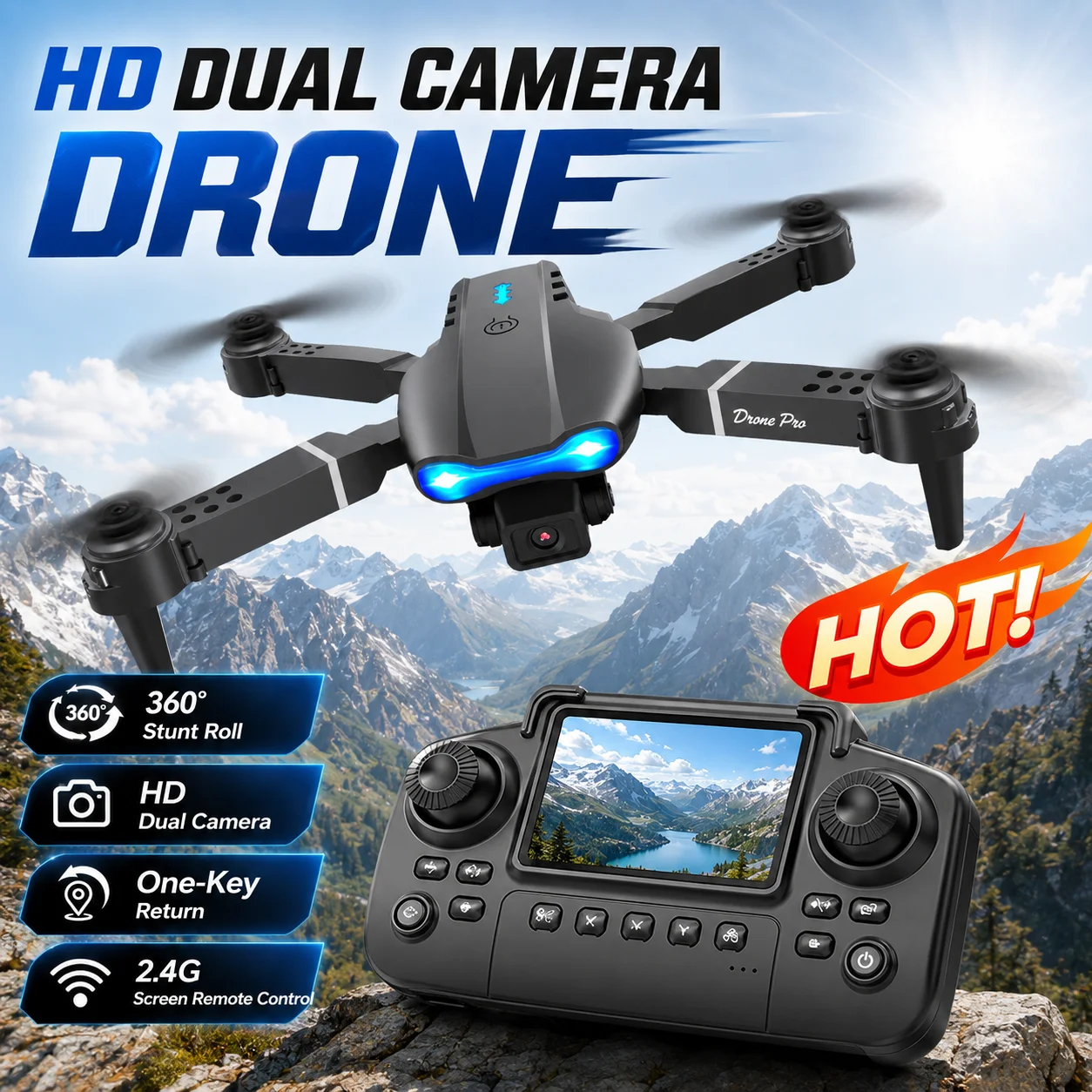 ZNLYRION 4K RC Drone with Screen Remote Control & Dual Camera - Image 6