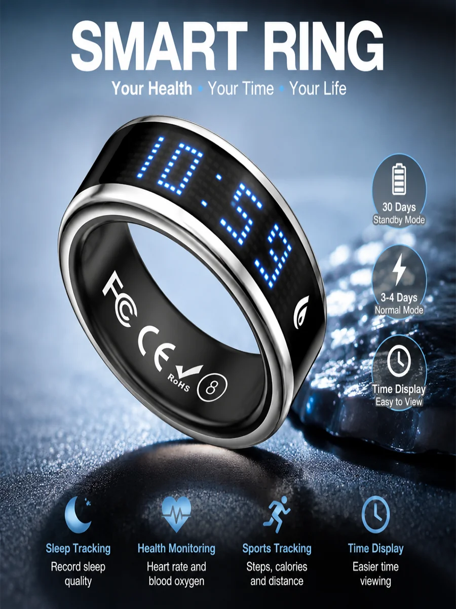 Smart Ring Fitness & Health Tracker with Sleep & Heart Rate Monitor - Image 1