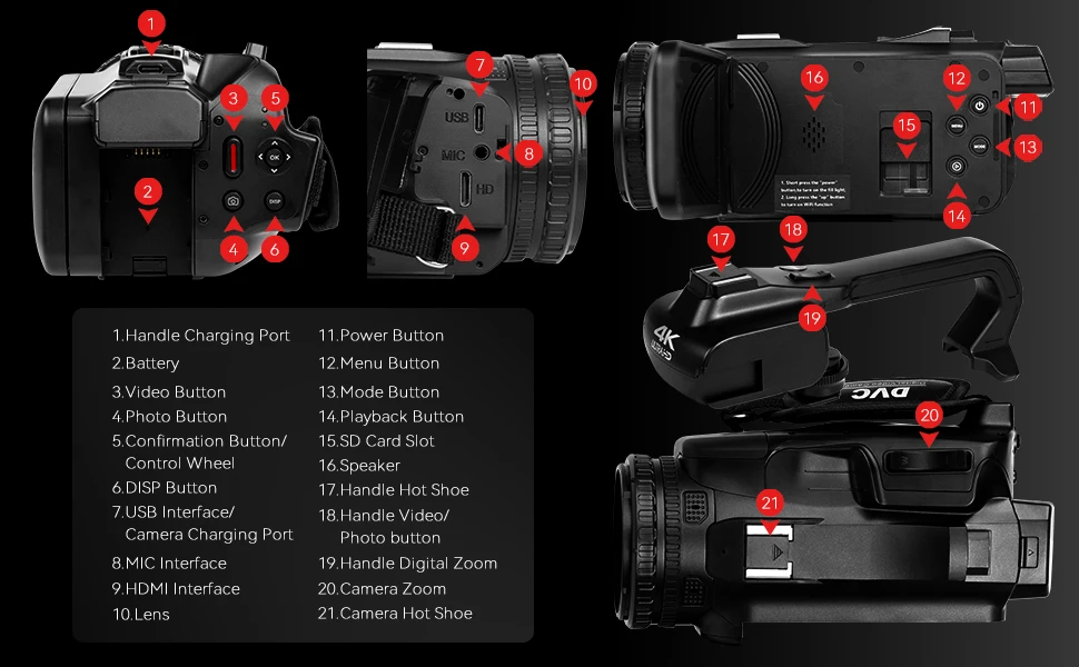 4K 64MP Video Camera Camcorder with 18X Zoom & Touchscreen - Image 2