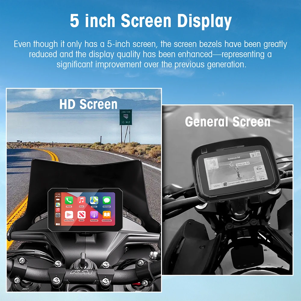 5" Waterproof Motorcycle GPS Navigation Screen - Image 6
