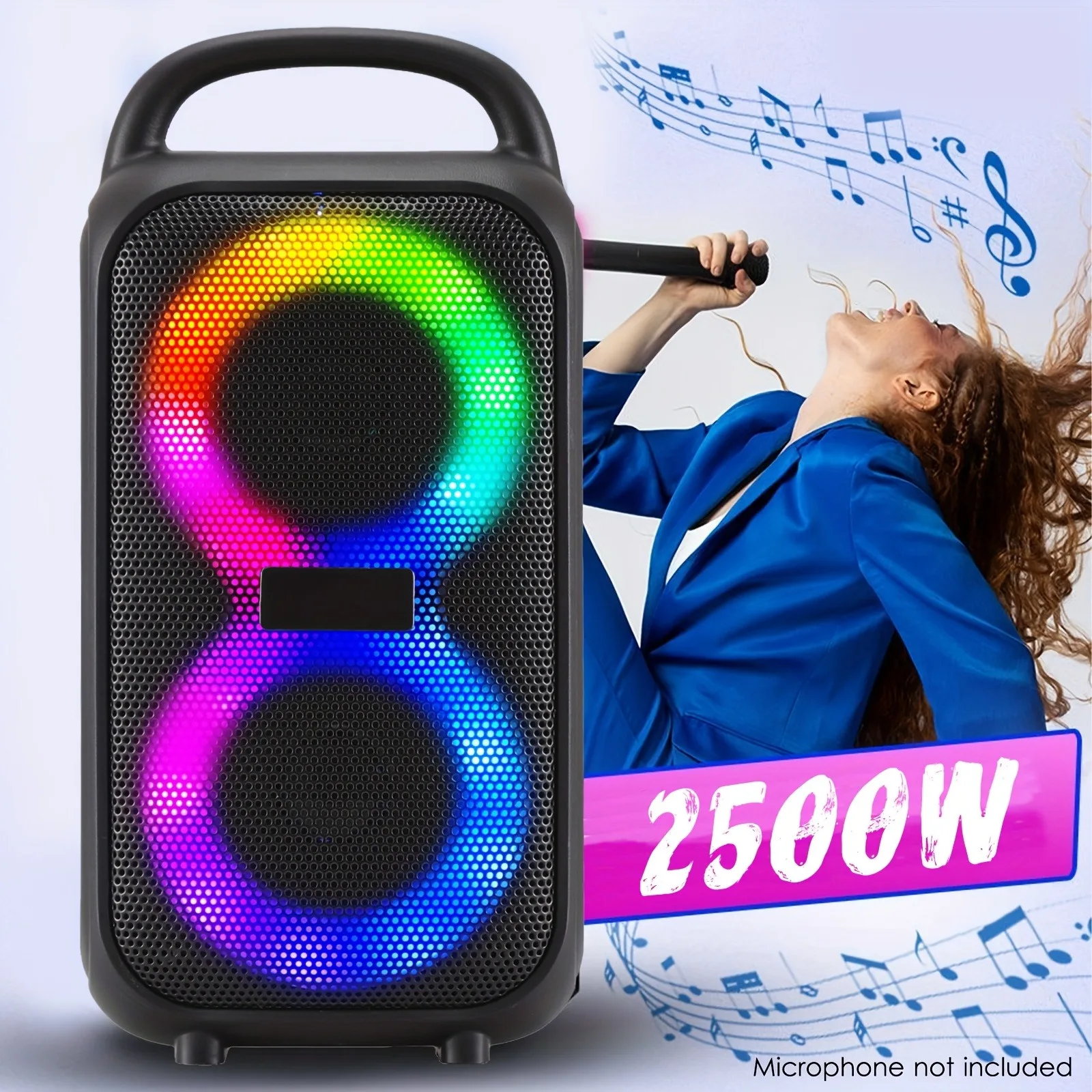 Portable Party Bluetooth Speaker with Microphone & LED Lights - Image 7