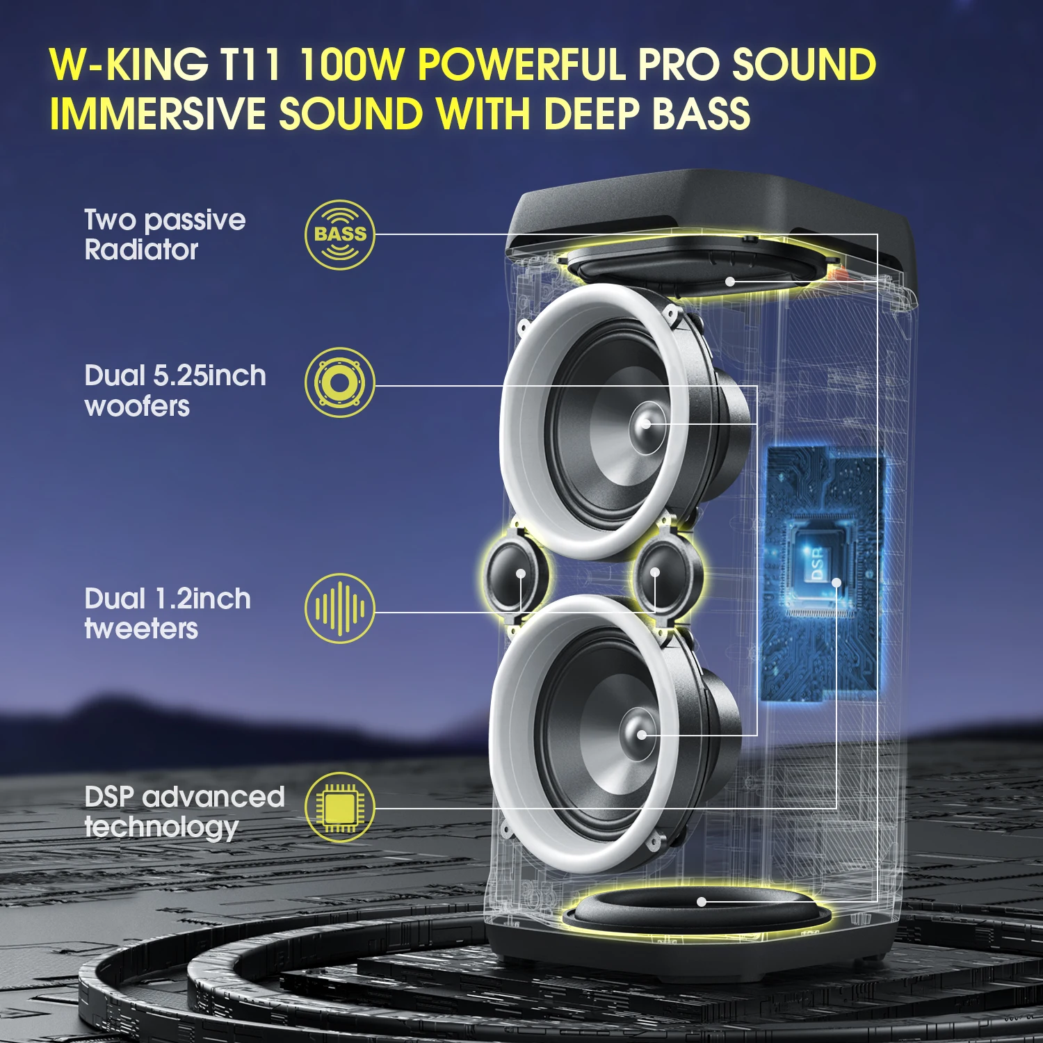 100W RMS IPX6 Waterproof Bluetooth Speaker - Image 7