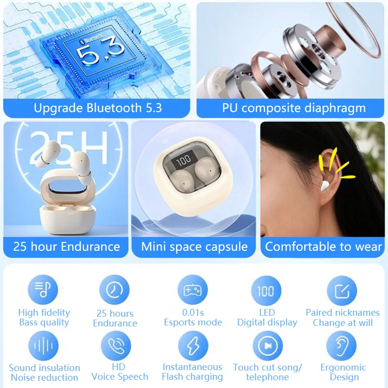 SK Small Wireless Bluetooth Sleep Earbuds & Invisible Sport Headset - Image 6