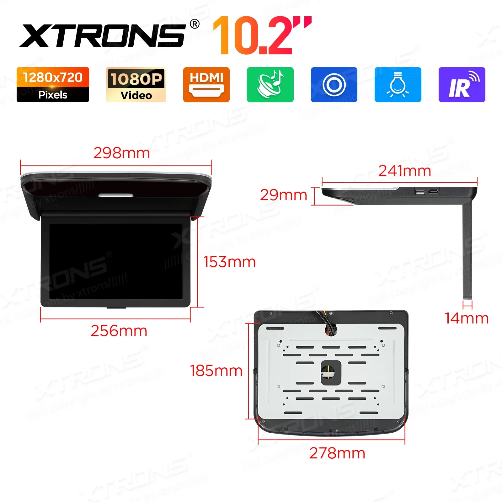 10.2" HD Car Roof Monitor with HDMI - Image 6