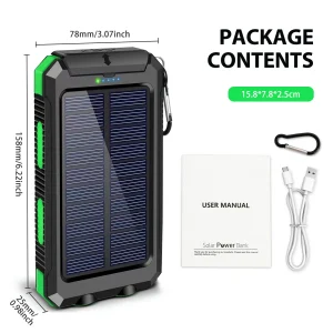 30000mAh Solar Power Bank with Dual USB Ports & Dual LED Flashlight - Thumbnail Image 10
