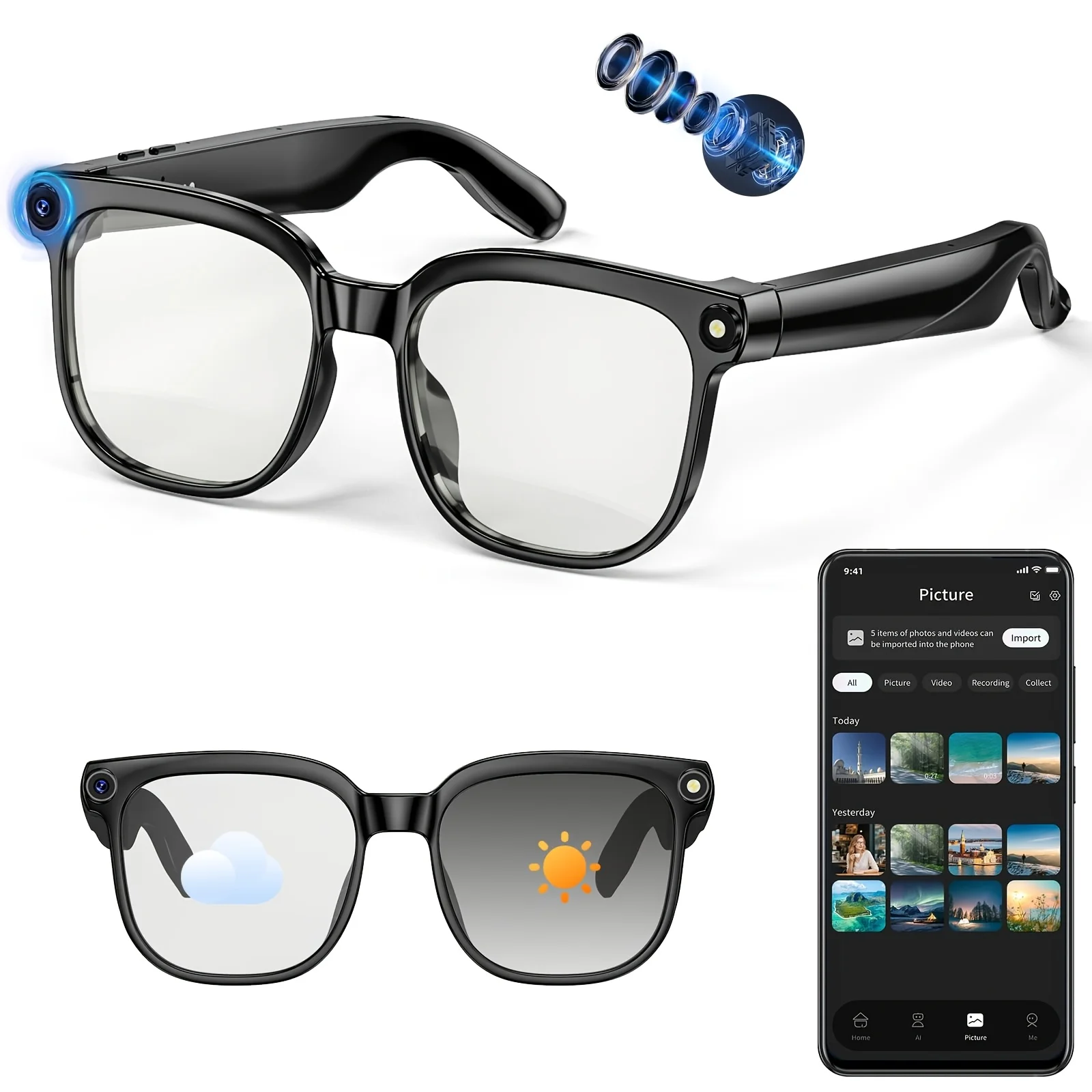 Smart Camera Glasses with 8MP HD Video & Bluetooth Audio - Image 9