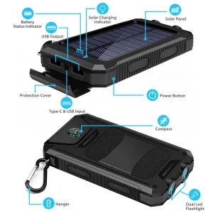 30000mAh Solar Power Bank with Dual USB Ports & Dual LED Flashlight - Thumbnail Image 2