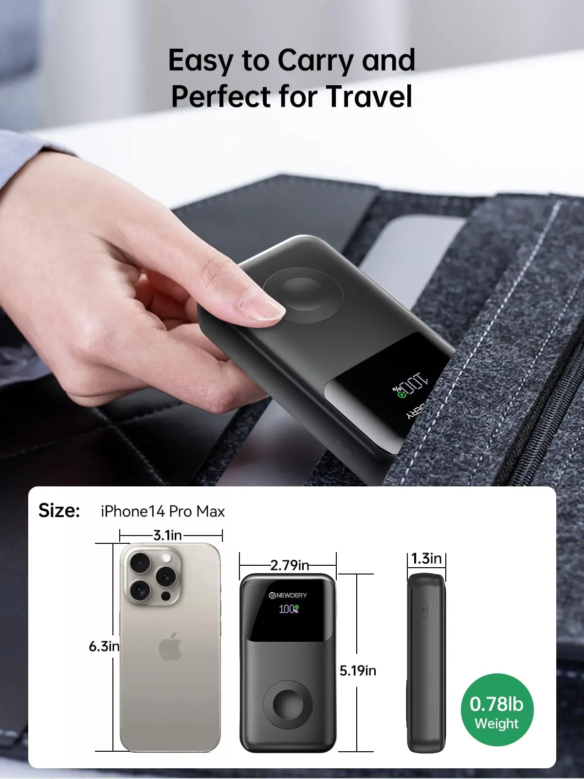 10000mAh Fast Charging Power Bank with Built-in USB-C Cable - Image 6