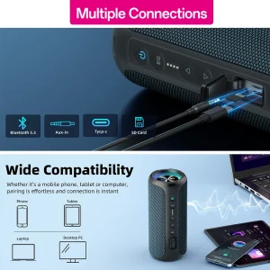 40W Portable Bluetooth Speaker with Bass - Thumbnail Image 6
