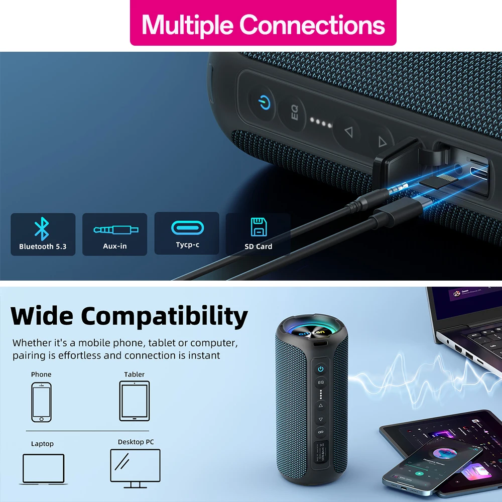 40W Portable Bluetooth Speaker with Bass - Image 6