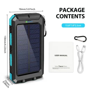 30000mAh Solar Power Bank with Dual USB Ports & Dual LED Flashlight - Thumbnail Image 7