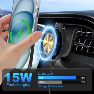 15W Magnetic Wireless Car Charger Mount - Thumbnail Image 2
