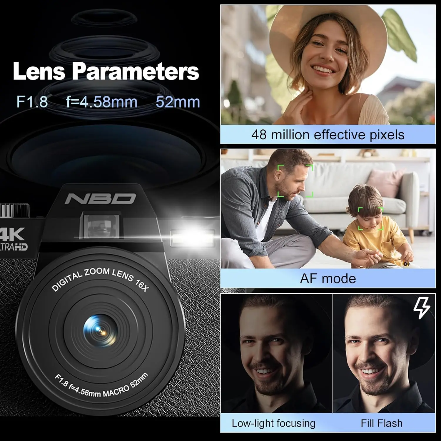 4K 48MP Digital Vlogging Camera with 180° Flip Screen - Image 3
