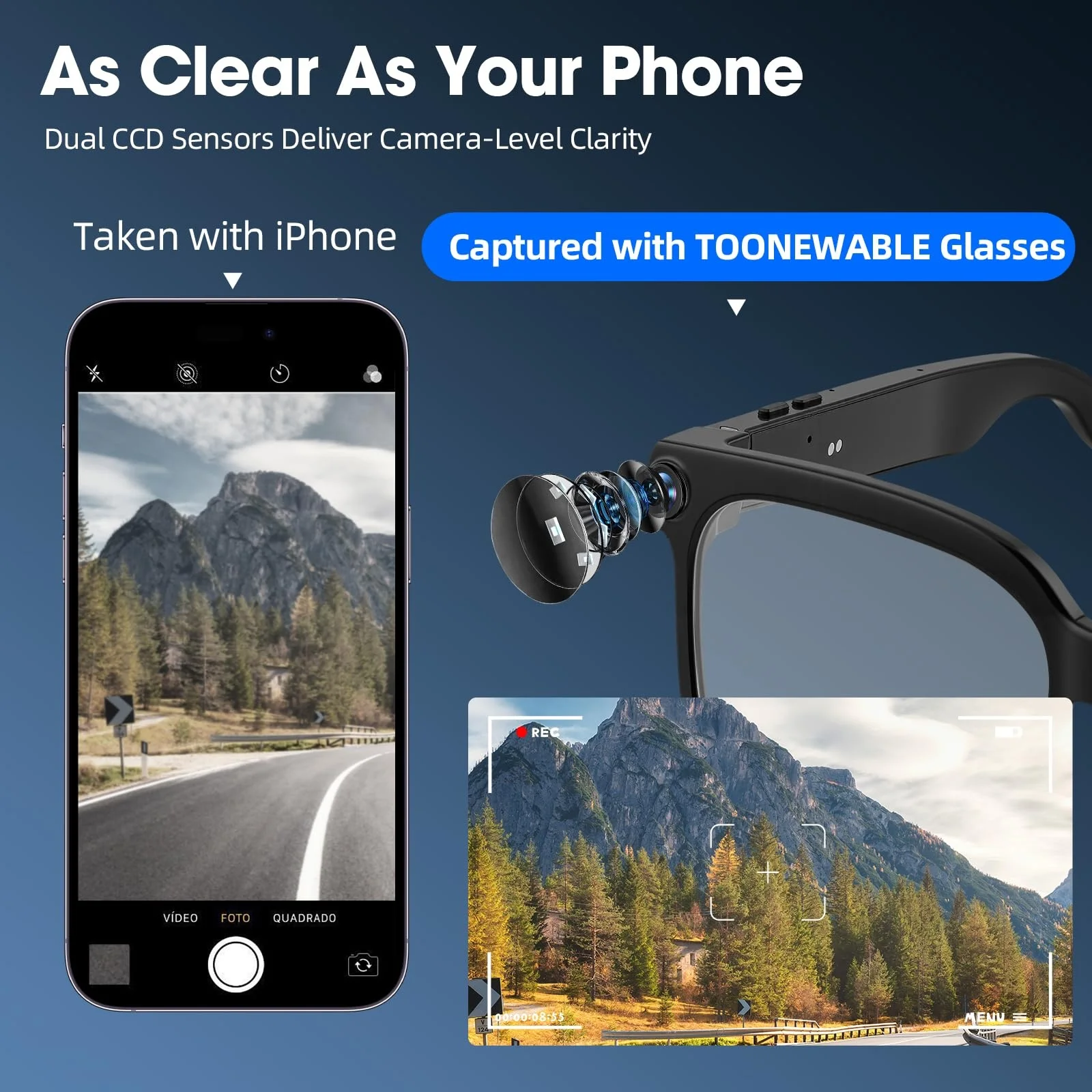 Smart Camera Glasses with 8MP HD Video & Bluetooth Audio - Image 3