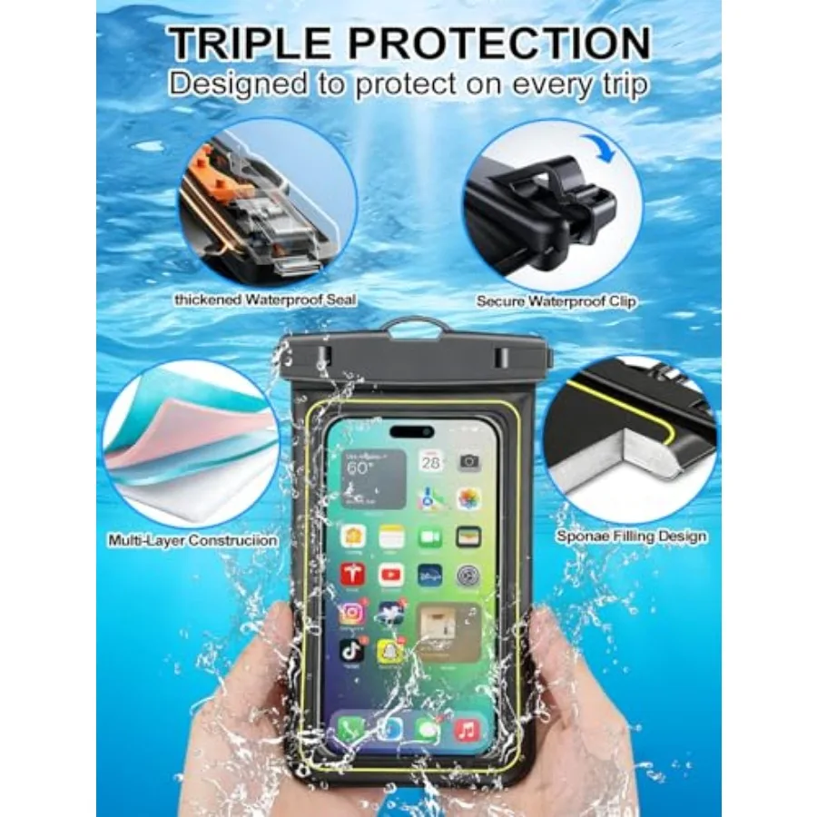 4-Pack IP68 Waterproof Phone Pouch Dry Bag - Image 4