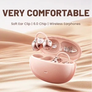 Open-Ear Wireless Bluetooth Clip-On Earbuds with Mic & 36-Hour Playtime