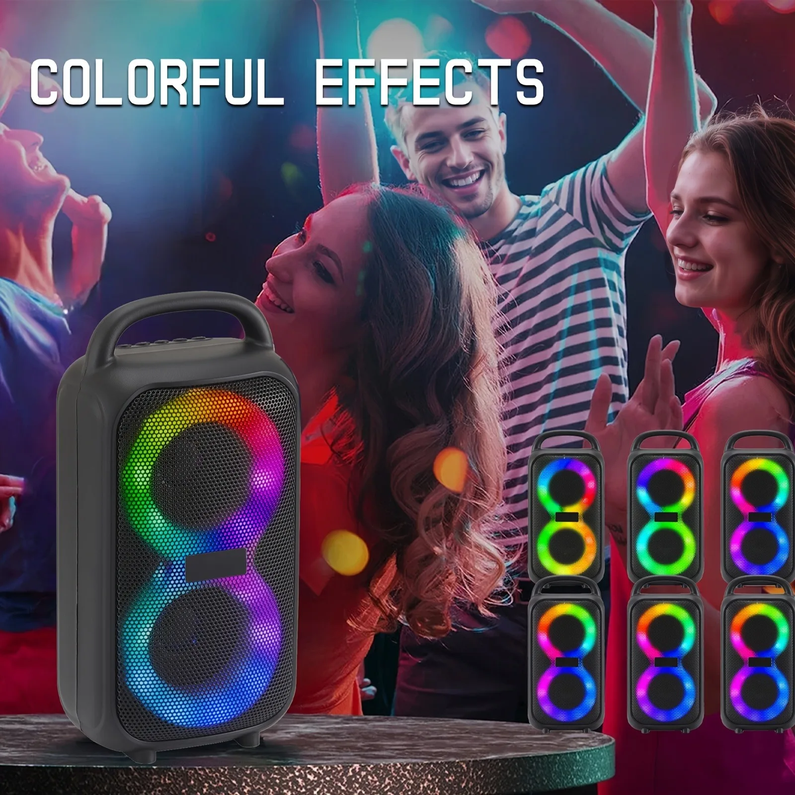 Portable Party Bluetooth Speaker with Microphone & LED Lights - Image 3