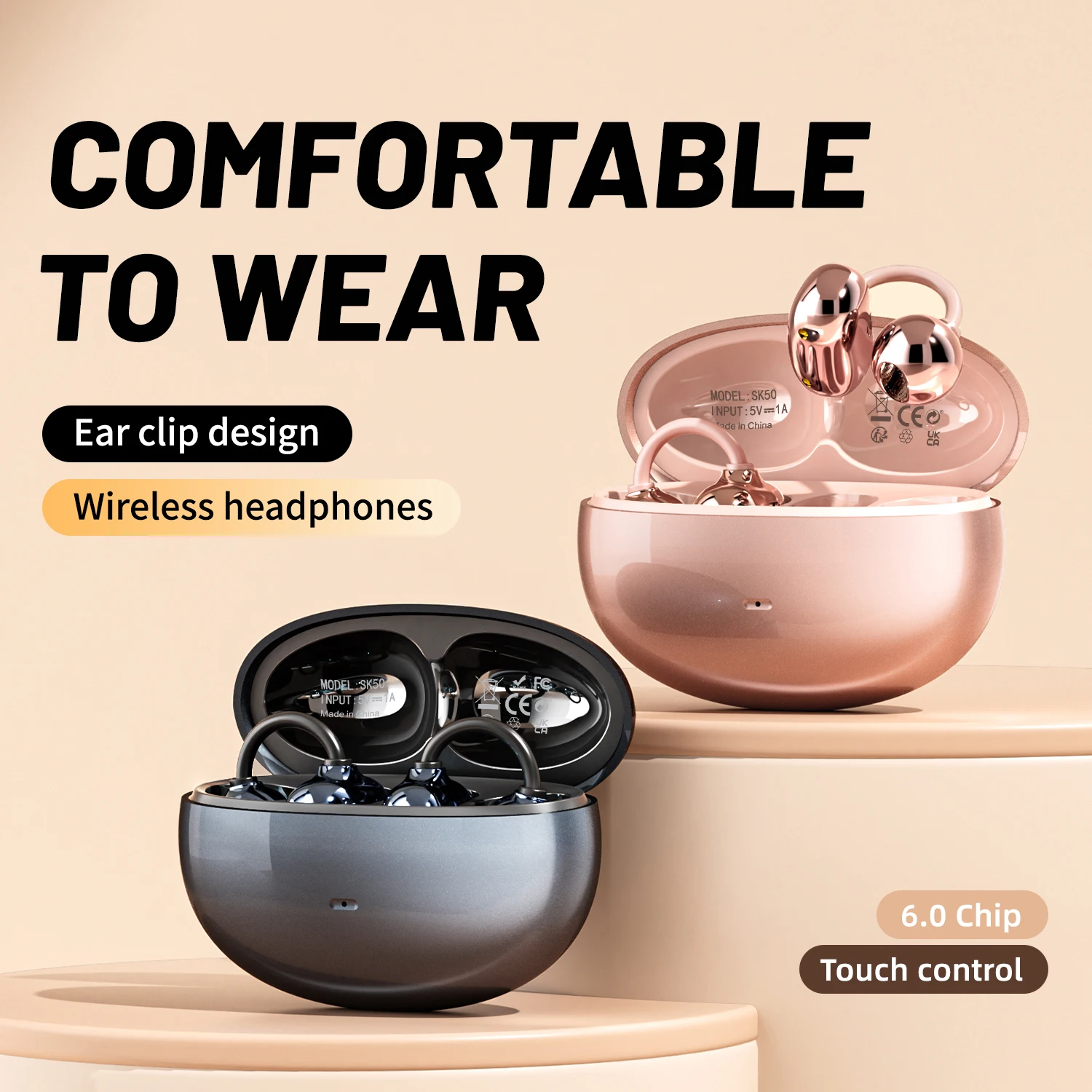 Open-Ear Wireless Bluetooth Clip-On Earbuds with Mic & 36-Hour Playtime - Image 5
