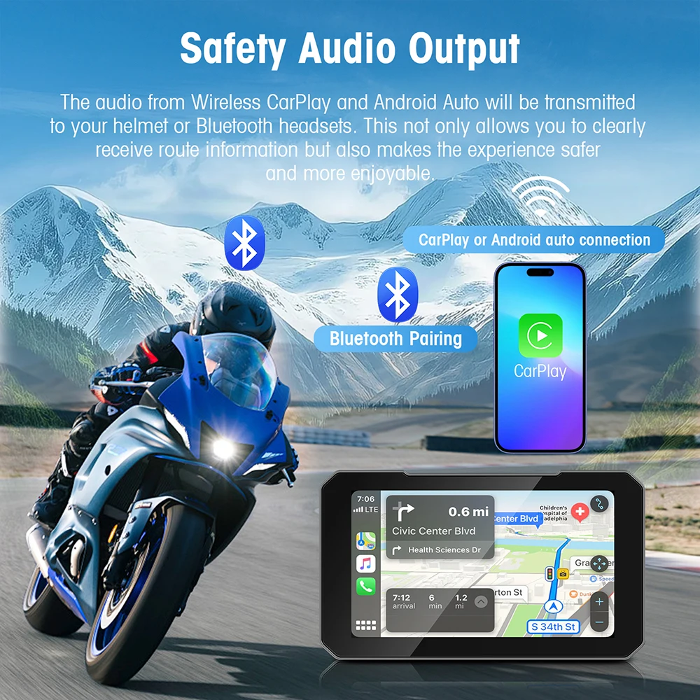 5" Waterproof Motorcycle GPS Navigation Screen - Image 4