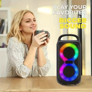 Portable Party Bluetooth Speaker with Microphone & LED Lights - Thumbnail Image 4