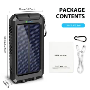 30000mAh Solar Power Bank with Dual USB Ports & Dual LED Flashlight - Thumbnail Image 9