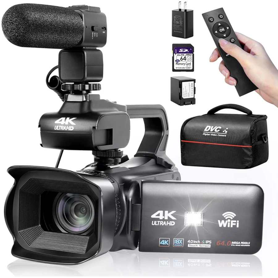 4K 64MP Video Camera Camcorder with 18X Zoom & Touchscreen - Image 1