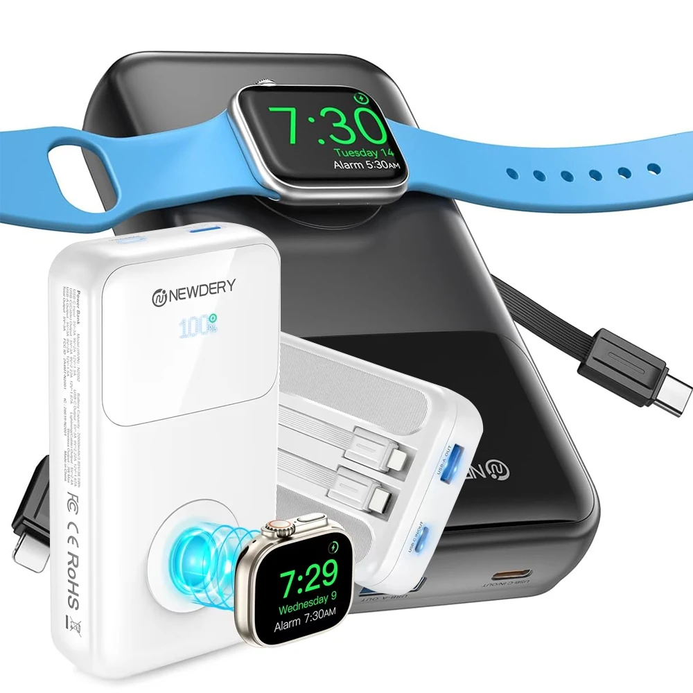10000mAh Fast Charging Power Bank with Built-in USB-C Cable - Image 1