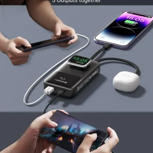 10000mAh Fast Charging Power Bank with Built-in USB-C Cable - Thumbnail Image 3