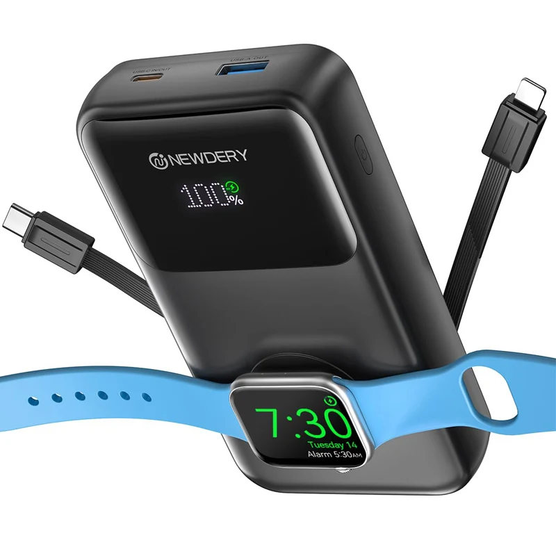 10000mAh Fast Charging Power Bank with Built-in USB-C Cable - Image 8