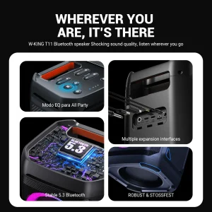 100W RMS IPX6 Waterproof Bluetooth Speaker - Thumbnail Image 6