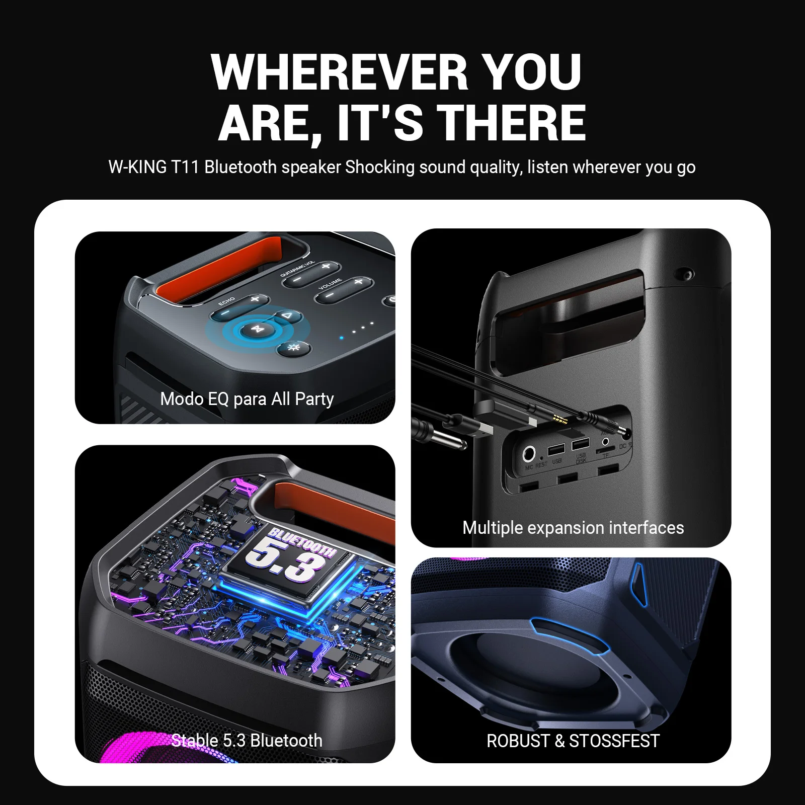 100W RMS IPX6 Waterproof Bluetooth Speaker - Image 6