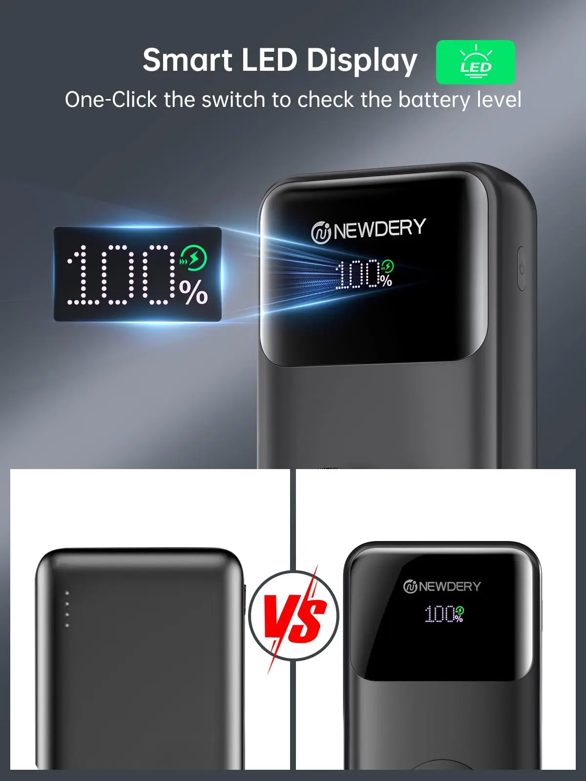 10000mAh Fast Charging Power Bank with Built-in USB-C Cable - Image 5