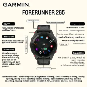Garmin Forerunner 265 GPS 46mm Smartwatch 1.3" AMOLED Touchscreen Display - Thumbnail Image 6