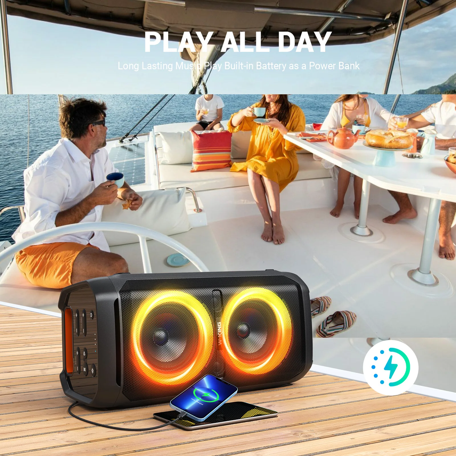 100W RMS IPX6 Waterproof Bluetooth Speaker - Image 4
