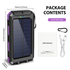 30000mAh Solar Power Bank with Dual USB Ports & Dual LED Flashlight - Thumbnail Image 11