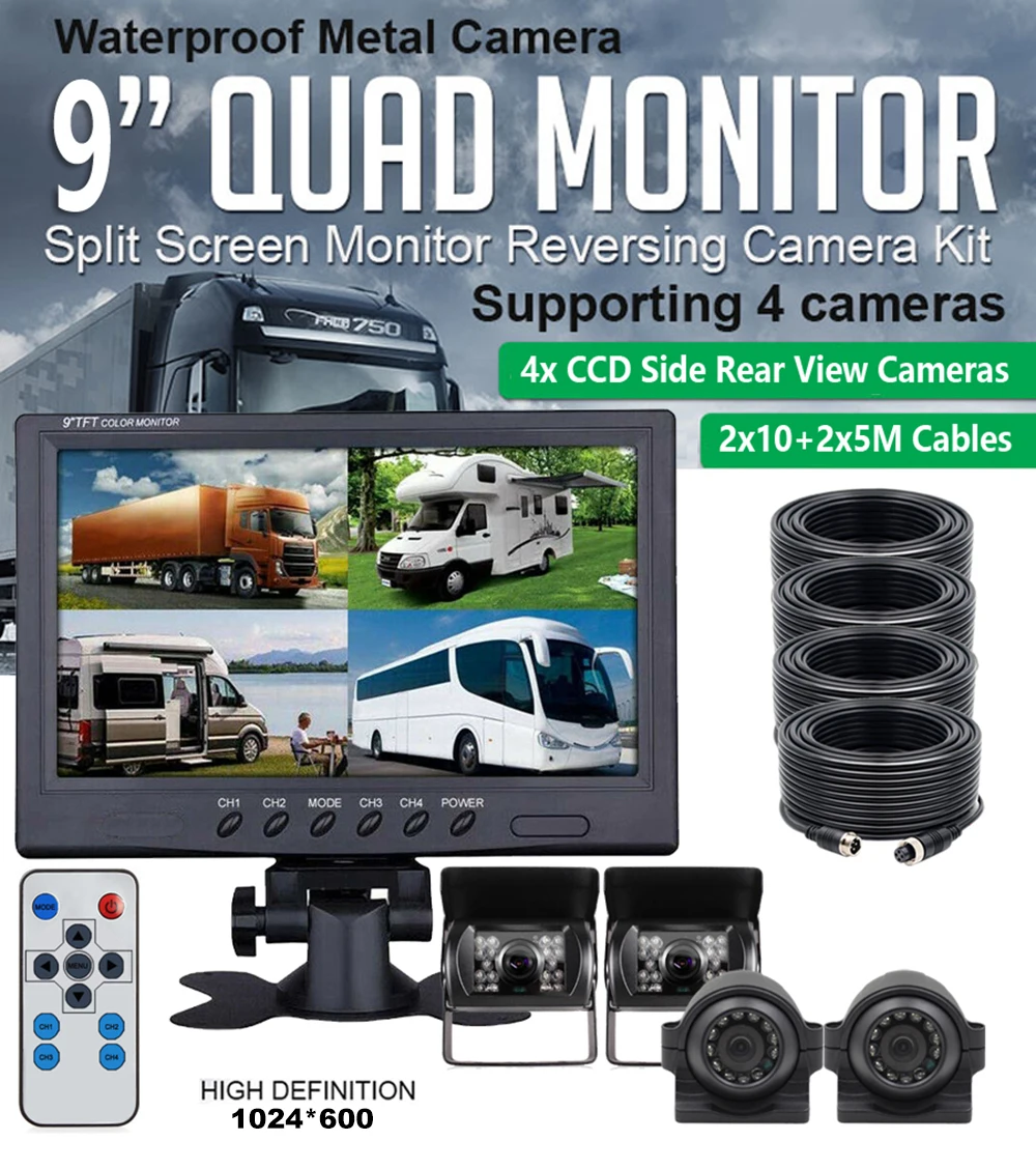 9-Inch IPS Car Monitor with 4 Reversing Cameras - Image 2