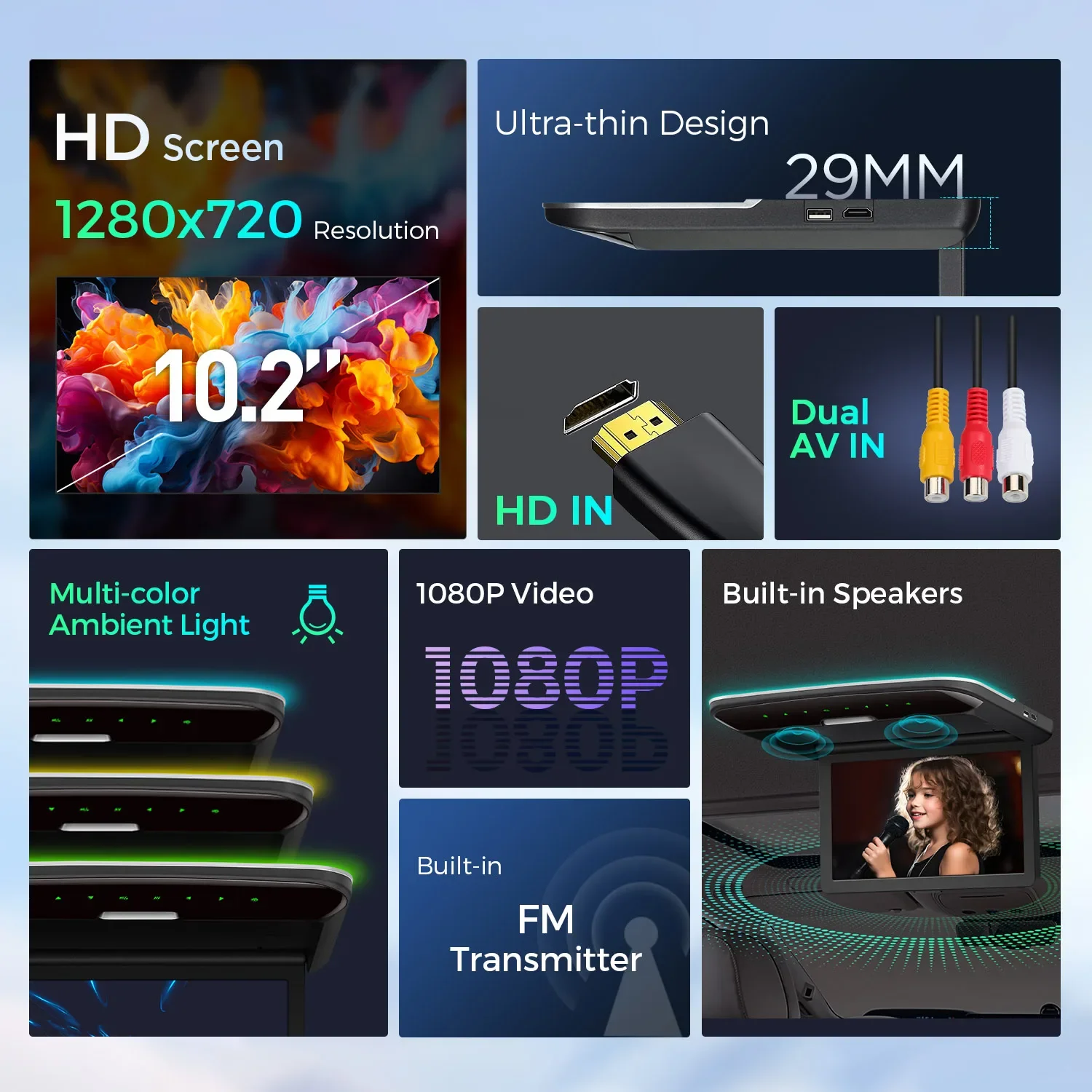 10.2" HD Car Roof Monitor with HDMI - Image 3